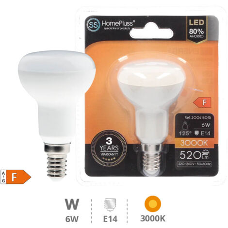 SPOT LED E14 - 6W BLANC CHAUD - DIAMETRE 50