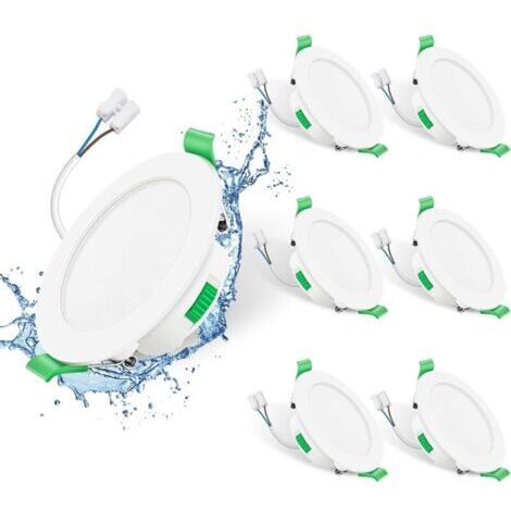 Spot LED encastrable, 230 V, 7 W, à intensité variable, 68 mm, IP44 Spots encastrés pour salle de bain, cuisine, 3000 K / 4000 K / 6500 K Spots encastrés, ronds blancs, lot de 6,de dyk.Trywise