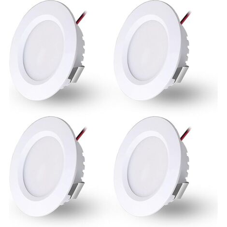 Spot LED Encastrable 230V 3W, LED Spot Etanche Salle de Bain IP44, Spots de plafond Trou Φ55-58mm, Extra Plat 15mm, Spots Encastrés Pour cuisine chambre, Lot de 4 (Blanc,Blanc Froid 6000K)