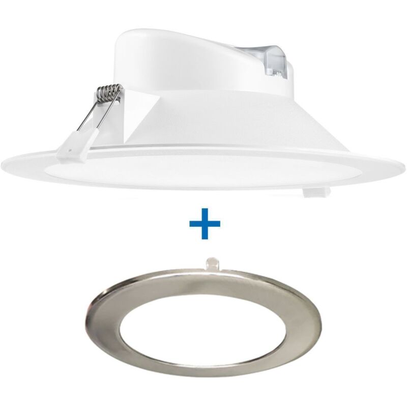 Arum Lighting - Spot led Encastrable 25 Watts Wave Eq 180W IP44 + Collerette Acier Brossé Température de Couleur: Blanc neutre 4000K Arum Lighting - Spot led Encastrable 25 Watts Wave Eq 180W IP44 + Collerette Acier Brossé Température de Couleur: Blanc neutre 4000K