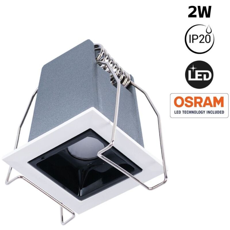 Barcelona Led - Spot led encastrable carré 2W - UGR18 - IRC90 - Puce osram - Blanc Chaud - Blanc