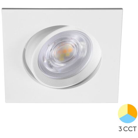 Spot LED encastrable 3en1 carré blanc 7W IP20