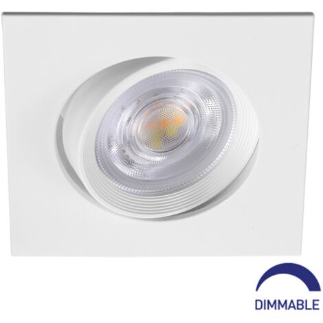 Spot LED encastrable 3en1 carré blanc 7W IP20 Dimmable