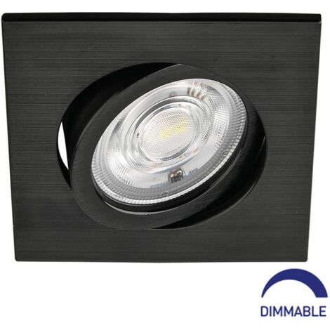 Spot LED encastrable 3en1 carré noir 7W IP20 Dimmable