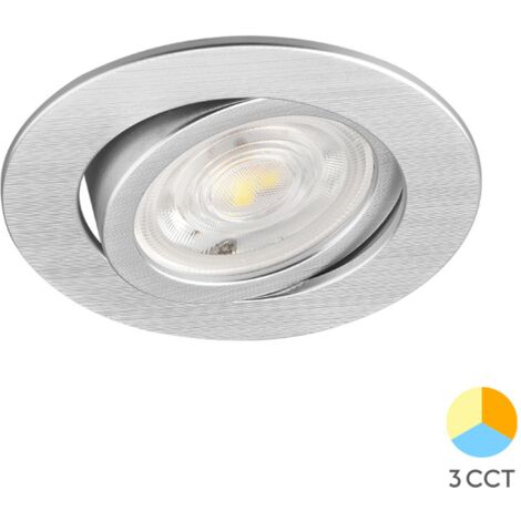 Spot LED encastrable 3en1 rond Alu 7W IP20