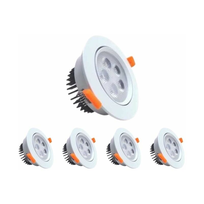 Spot LED Encastrable 5W 80° Orientable Rond - Pack de 5 / Blanc Neutre - SILUMEN