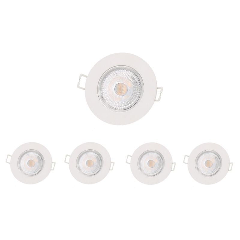 Silumen - Spot led Encastrable 5W IP65 Ø72mm Blanc - Pack de 5 / Blanc Chaud