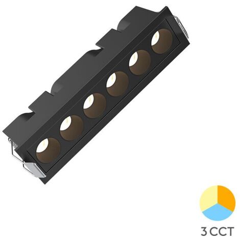 Spot LED encastrable 9W 3en1 650lm IP20 Noir