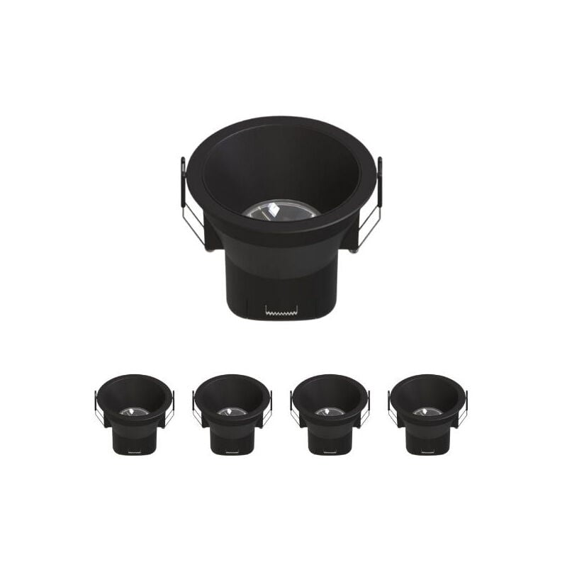 Spot led Encastrable 9W IP44 Dimmable cct Ø85.5mm - Pack de 5 / Noir Silumen