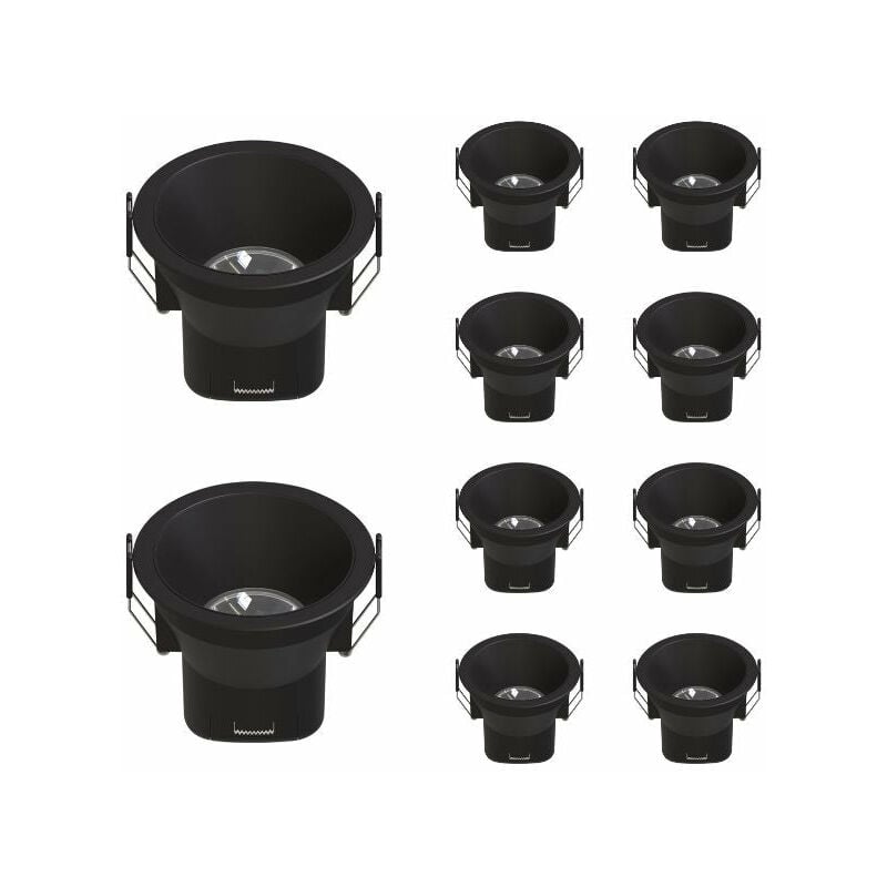 Spot led Encastrable 9W IP44 Dimmable Noir cct Ø85mm - 3000K/400