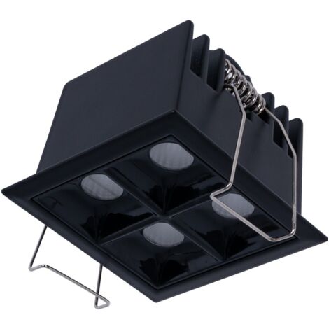 Spot LED encastrable carré 8W - 4 lumières - UGR18 - IRC90 - - Noir