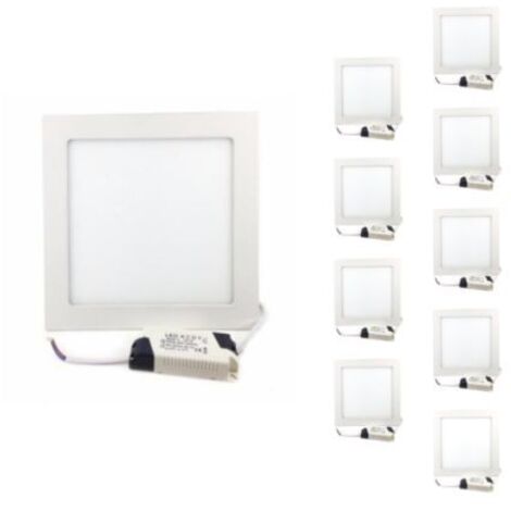 Spot LED Encastrable Carré BLANC 18W (Pack de 10) - Blanc Chaud 2300K - 3500K - SILAMP
