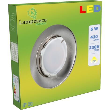 Spot Led Encastrable Complete Alu Brossé Lumière Blanc Neutre 5W eq.50W ref.787
