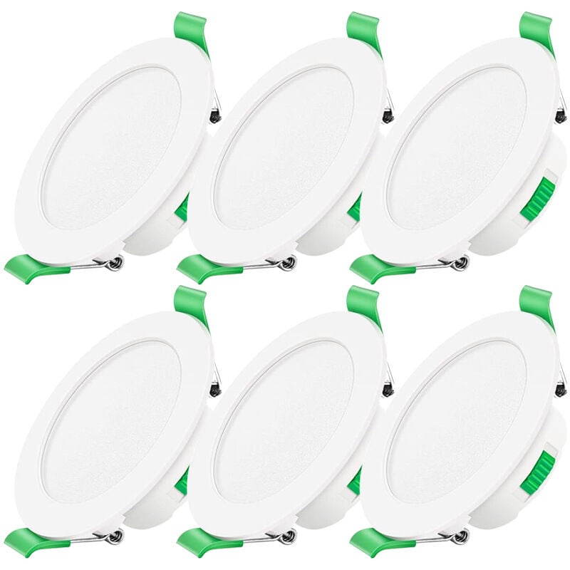 Spot led Encastrable Dimmable 230V 7W Spot Plafond Étanche IP44 Réglable Plafonnier Encastré pour Salle de Bain, Salon, Lot de 6, Rond, [Classe