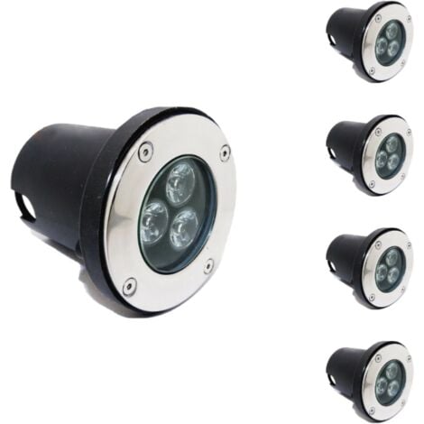 Spot LED Encastrable Extérieur IP65 220V Sol 3W 80° (Lot de 5) - Blanc Neutre 4000K - 5500K - SILAMP