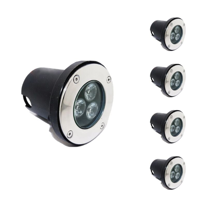 Spot LED Encastrable Extérieur IP65 220V Sol 3W 80° (Lot de 5) - Blanc Neutre 4000K - 5500K - SILAMP