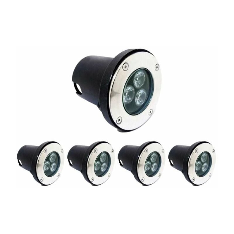Silumen - Spot led Encastrable Extérieur IP65 220V Sol 3W 80° (Pack de 5) - Blanc Froid