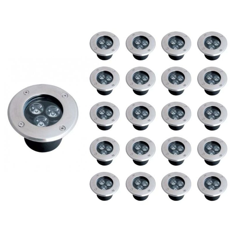 Silamp - Spot led Encastrable Extérieur IP65 220V Sol 3W 80° (Pack de 20)