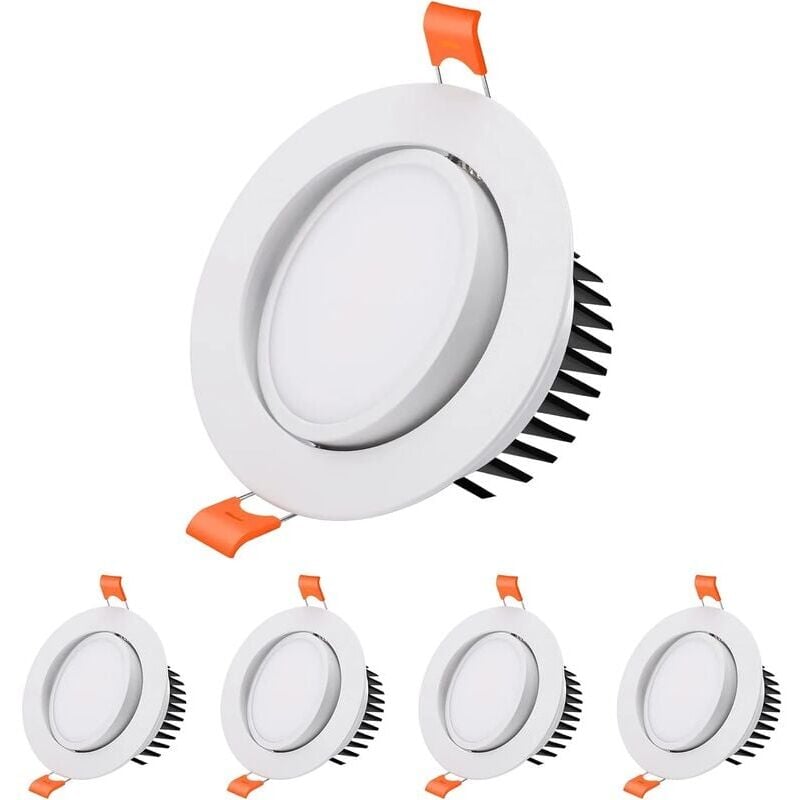SNQ - Spot led Encastrable, [Lot de 4] 7W Spot led Encastrable Salle de Bain, 6000k Blanc Froid Spot Encastrable led Extra Plat 40° Orientable Spot