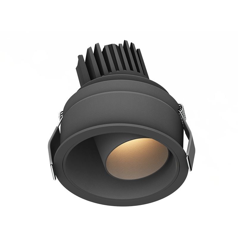 Spot LED Encastrable Orientable D85 10W IRC90 IP44 Rond Noir Sablé ZAMBELIS Hors Transfo - 38 deg - Blanc chaud - 3000K
