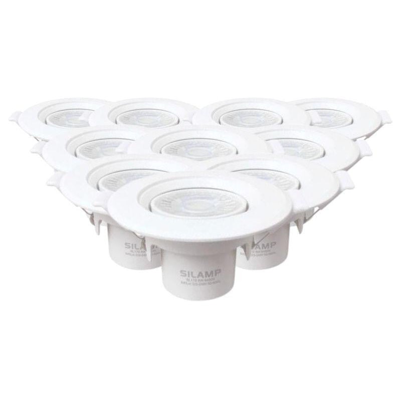 Spot led Encastrable Orientable Rond Blanc 8W - Pack de 10 / Blanc Neutre Silumen