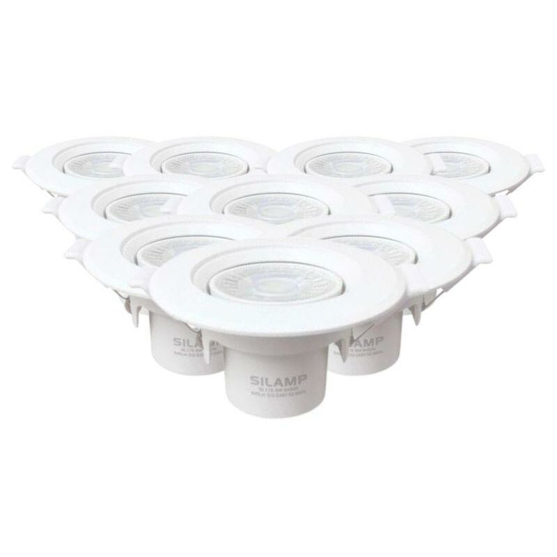 Silamp - Spot led Encastrable Orientable Rond Blanc 8W (Pack de 10) - Bla