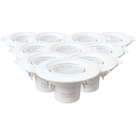 Spot LED Encastrable Orientable Rond Blanc 8W (Pack de 10) - Bla