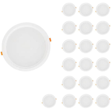 Spot LED Encastrable Plat Étanche 20W BLANC Transformateur Intégré - Pack de 20 / Blanc Chaud  - SILUMEN