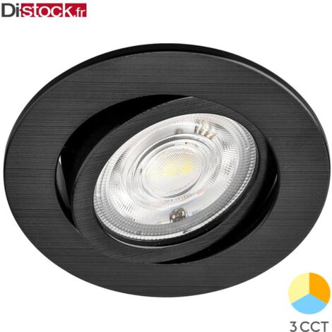 Spot LED encastrable rond noir 7W IP20 – Température de couleur 3000K/4000K/6500K – Installation rapide avec ressorts de fixation – Braytron