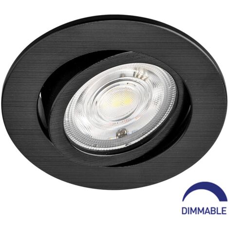 Spot LED encastrable rond noir 7W IP20 dimmable – 3 températures de couleur 3000K/4000K/6500K – Installation rapide avec ressorts de fixation – Braytron