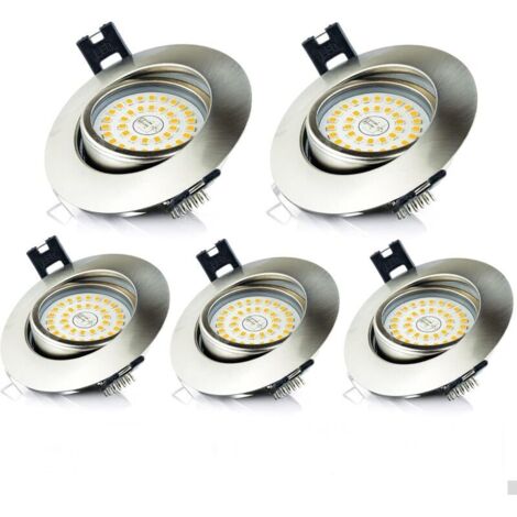 Spot LED Encastrable Salle de Bain IP44 5W Blanc Chaud 3000K 470LM Rond Extra Plat Éclairage Plafond Encastré pour Cuisine, Salon, Couloir (lot de 5)