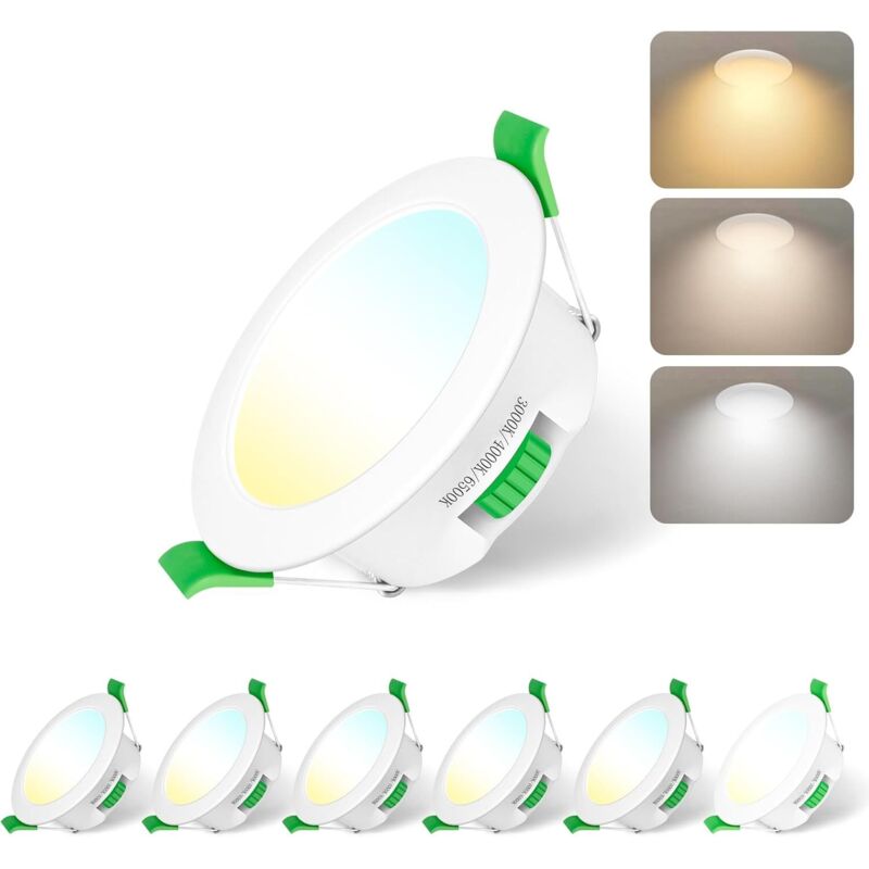 Spot Led Encastrable Salle de Bain,Spots LED 230V, 7W Trou Φ 65-75mm, IP44, Dimmable, Spot Led Encastrable Extra Plat, Blanc Chaud 3000K Blanc Neutre