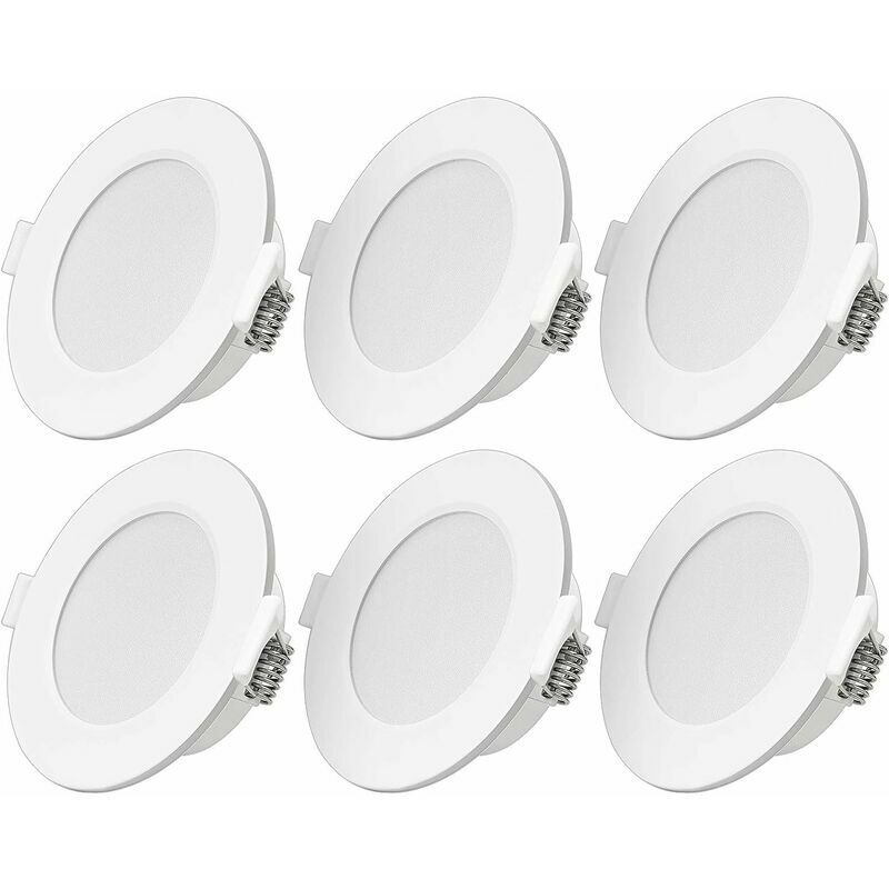 Lucky-88 - Spot led encastrable ultra-plat 6W led Spot 230V IP44 Blanc chaud Lot de 6 lampes led encastrables Profondeur d'encastrement 26mm Mini