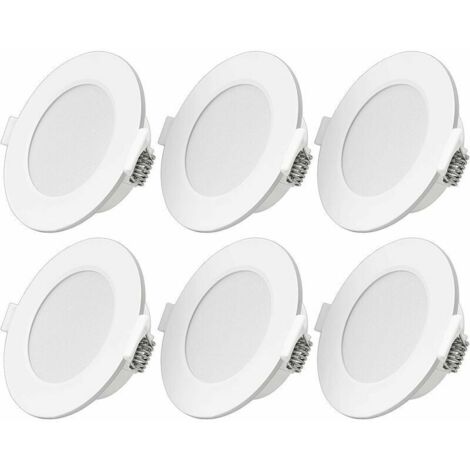 Spot LED encastrable ultra-plat 6W LED Spot 230V IP44 Blanc chaud Lot de 6 lampes LED encastrables Profondeur d'encastrement 26mm Mini Slim Spot de plafond pour salle de bain Salon