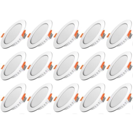 Spot LED Encastrable, Ultra Plat, Spot LED Encastrable Plafonnier Intérieur, Downlight Rond Fin, 5W Equivalent à 40W Incandescent, Blanc Froid 6000K, Pour Salon, Cuisine, Paquet de 15