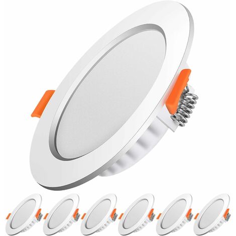 Spot led encastrable,Extra plat,5W 500lumen equivalent 50W incandescence,Rond ultraslim blanc froid 6000K,230V éclairage plafond encastré,Pour salle de bain,Cuisine,Salon,Couloir,lot de 6