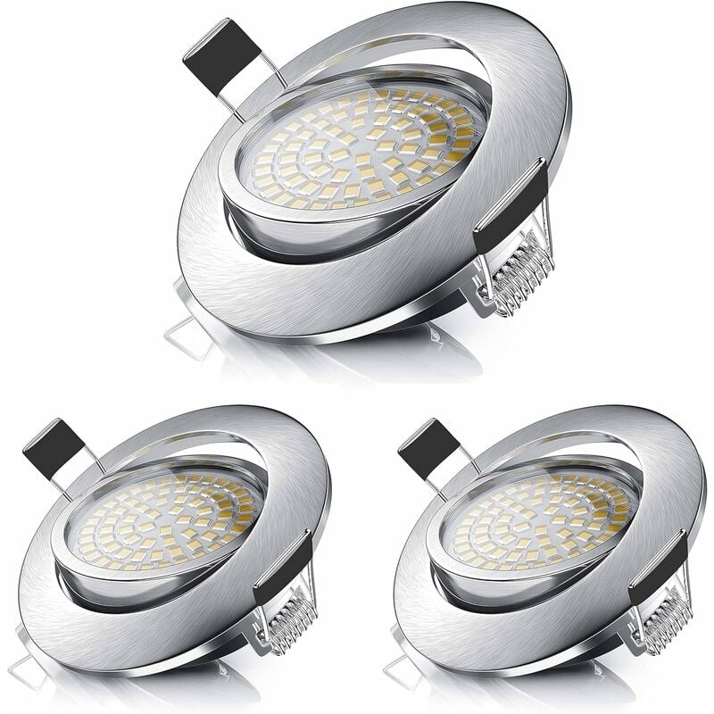 Spot led Encastrable Orientable 5W - Blanc Chaud - IP44 pour Salle de Bain - Salon - Lot de 3