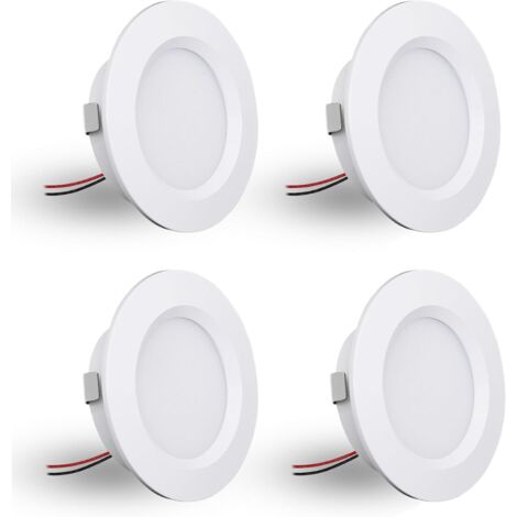 Spot LED Encastrable,Spot led 12V Dimmable,3W spot encastrable extra Plat 14mm, IP44 spot salle de bain Trou 55mm,spots de plafond pour camping-car cuisine,Lot de 4 (Blanc,blanc Froid 6000k)