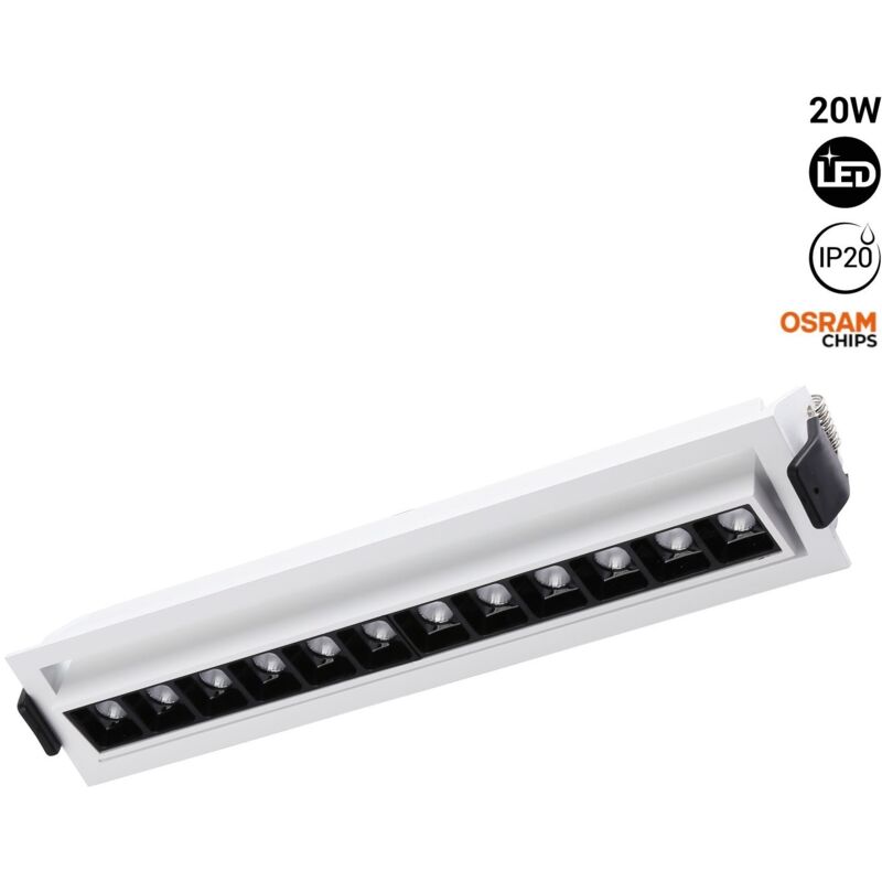 Barcelona Led - Spot led encastré linéaire 20W - Orientable - UGR18 - IRC90 - - Blanc Chaud - Blanc Barcelona Led - Spot led encastré linéaire 20W - Orientable - UGR18 - IRC90 - - Blanc Chaud - Blanc