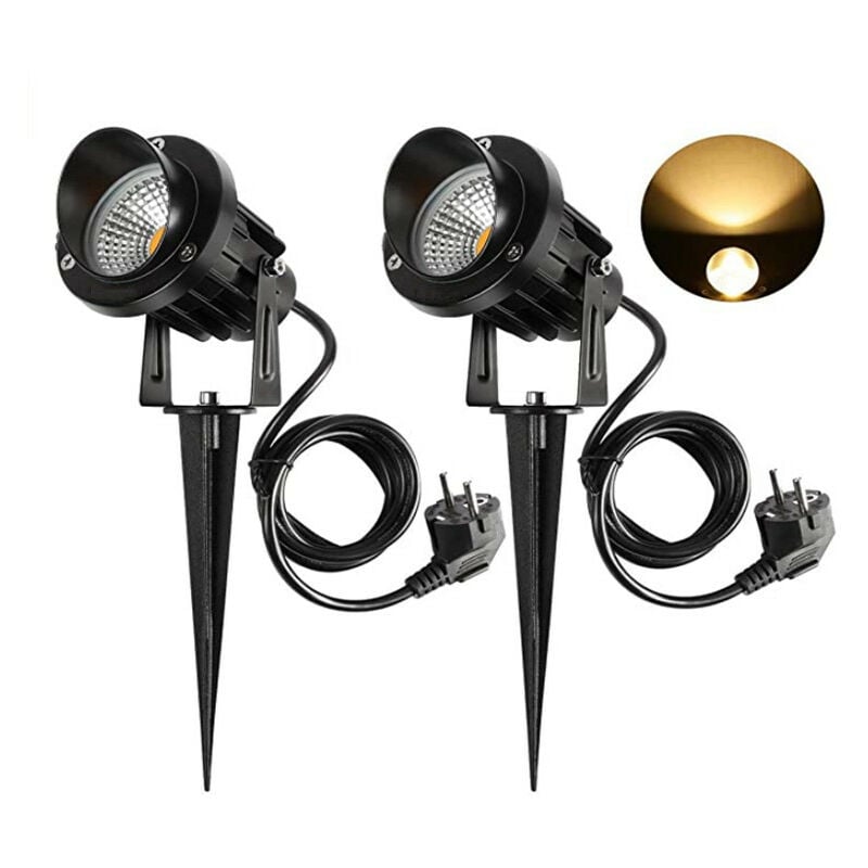 Spot led Extérieur 9W avec Piquet 3000K-3300k 900LM Éclairage Extérieur led à Piquer Lampe Jardin étanche IP65 Blanc Chaud Lot de 2 [Classe