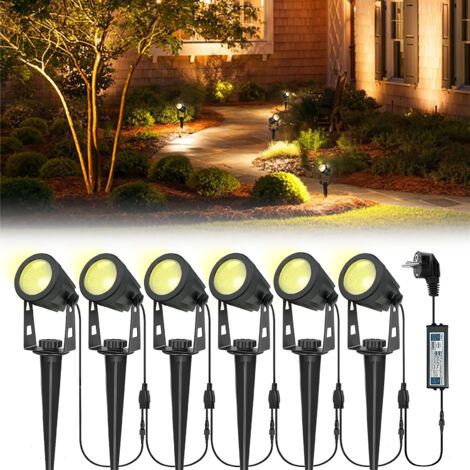 Spot LED Extérieur avec Piquet, 6 Pièces 3W Extensible Éclairage de Jardin avec Adaptateur 21M IP65 Étanche Spot Exterieur Jardin Blanc Chaud Lampe de Jardin pour Jardin Cour Chemin [Classe énergétiqu