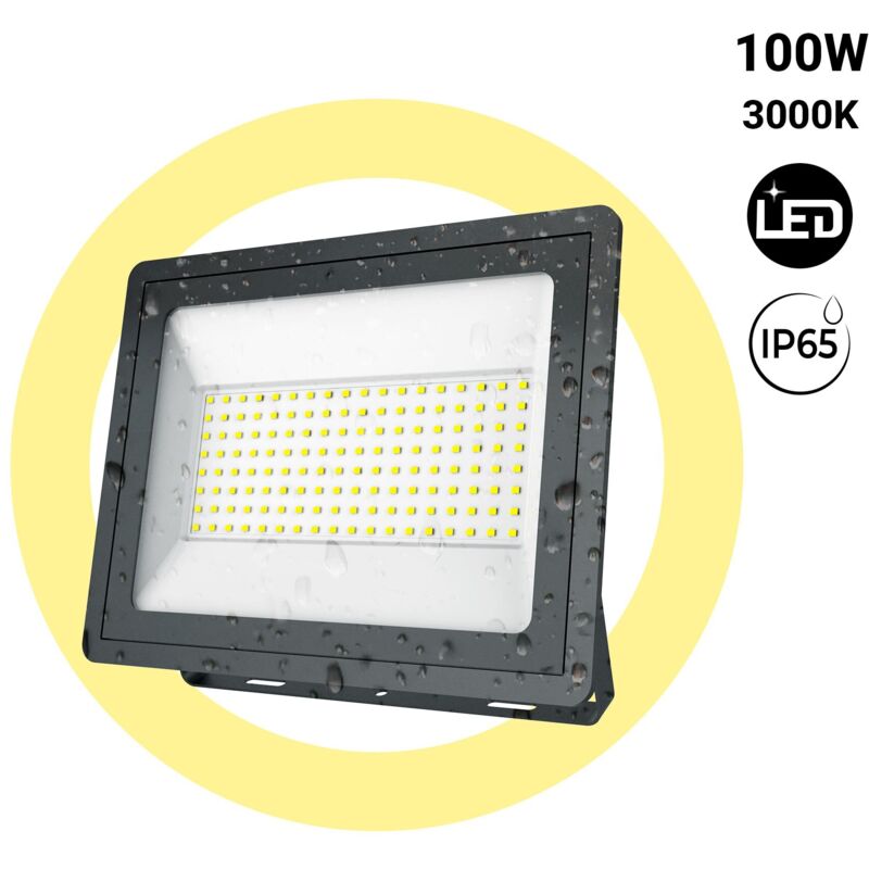 Spot LED extérieur - Slim - 100W - 9800lm - IP65 - Blanc Chaud - Noir Spot LED extérieur - Slim - 100W - 9800lm - IP65 - Blanc Chaud - Noir