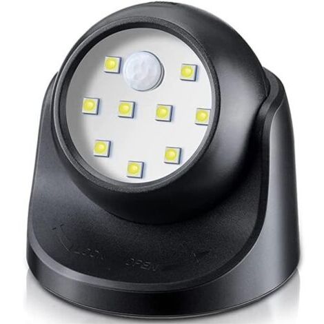 Spot LED Extérieur, Spot exterieur avec Detecteur de mouvement, Projecteur LED extérieur Sans Fil, 150 Lumen, Sphère Amovible, Rotation et Inclinaison à 360 degrés, Batterie à Pile