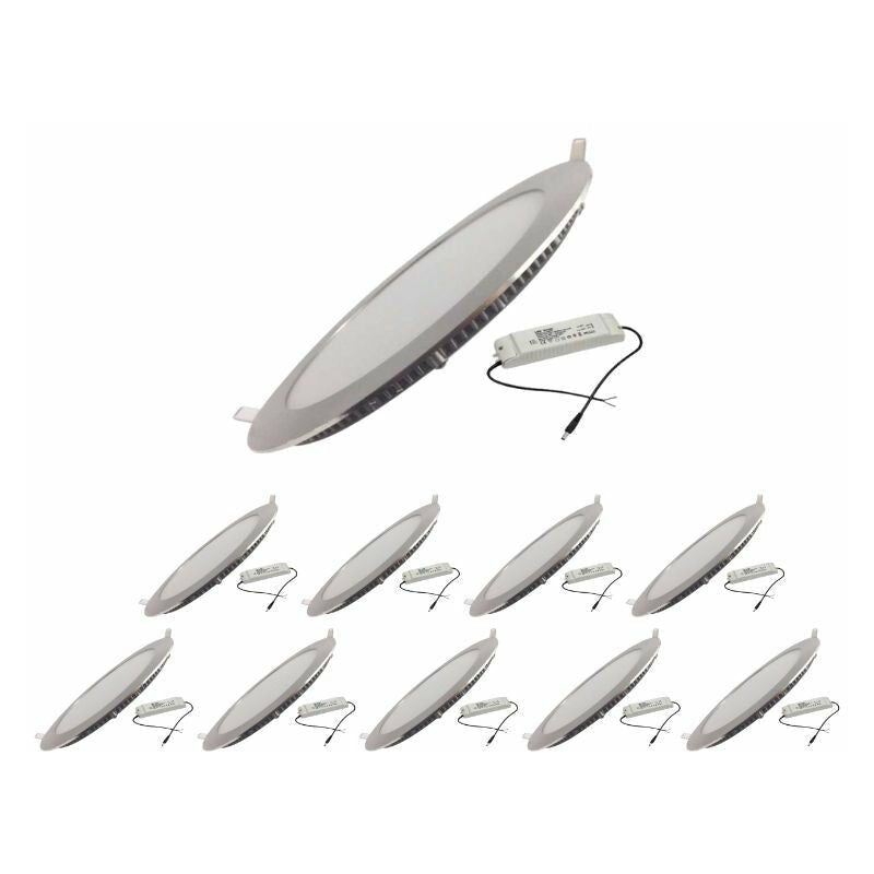 Spot led Extra Plat Downlight Rond 12W alu (Pack de 10) - Blanc Chaud Silumen