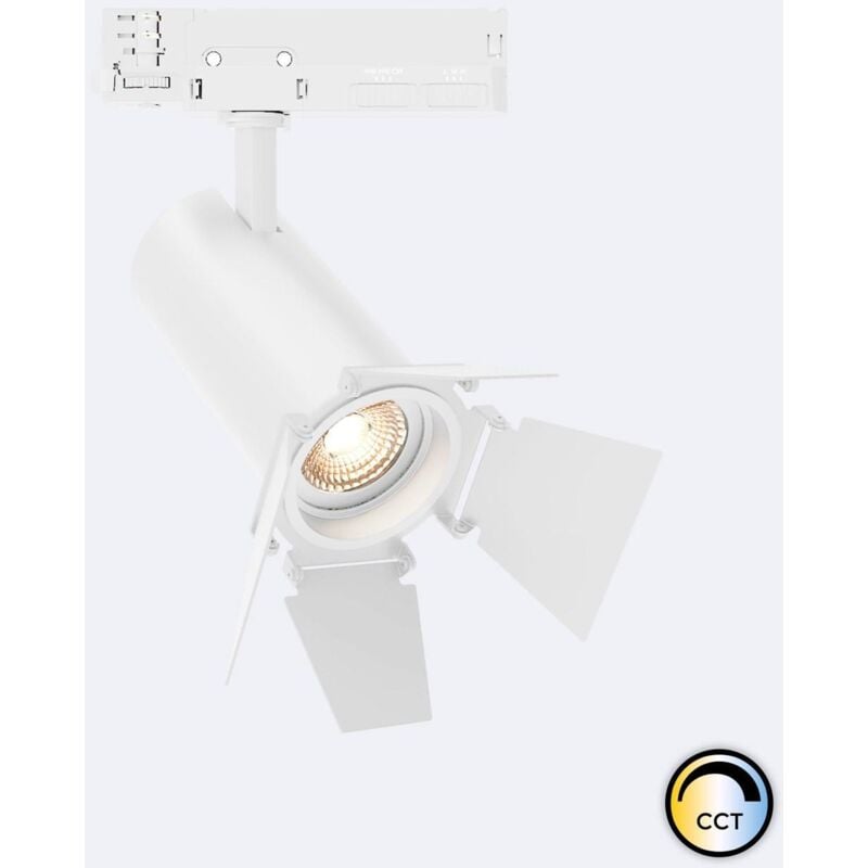 Spot LED Fasano Cinéma 20W CCT pour Rail Triphasé Dimmable Blanc (2700K - 3200K - 4000K) Sélectionnable