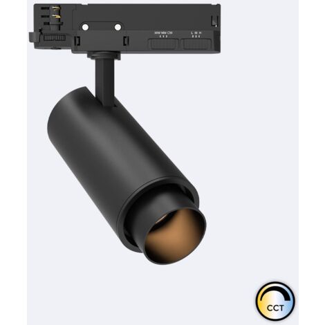 Spot LED Fasano Cylindre 30W CCT Sélectionnable pour Rail Triphasé Dimmable Noir (2700K - 3200K - 4000K) Sélectionnable