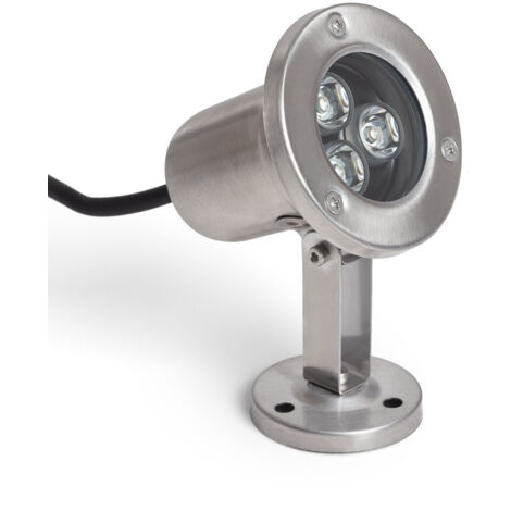 Spot LED Fixation au Sol Inox 12V 3W 3000K Blanc chaud