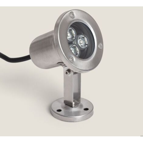 Spot LED Fixation au Sol Inox 12V 3W 3000K Blanc chaud