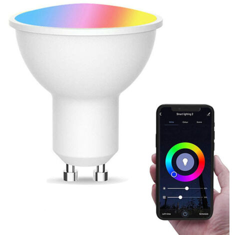Spot LED Intelligente Tuya WiFi GU10 RGBCW, Commande Vocale Alexa, Dimmable Couleur Complète, Double Mode 220V
