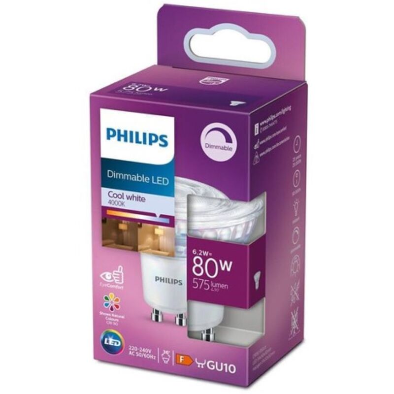 Spot LED dimmable GU10 680lm IP20 froid Philips - vue 2